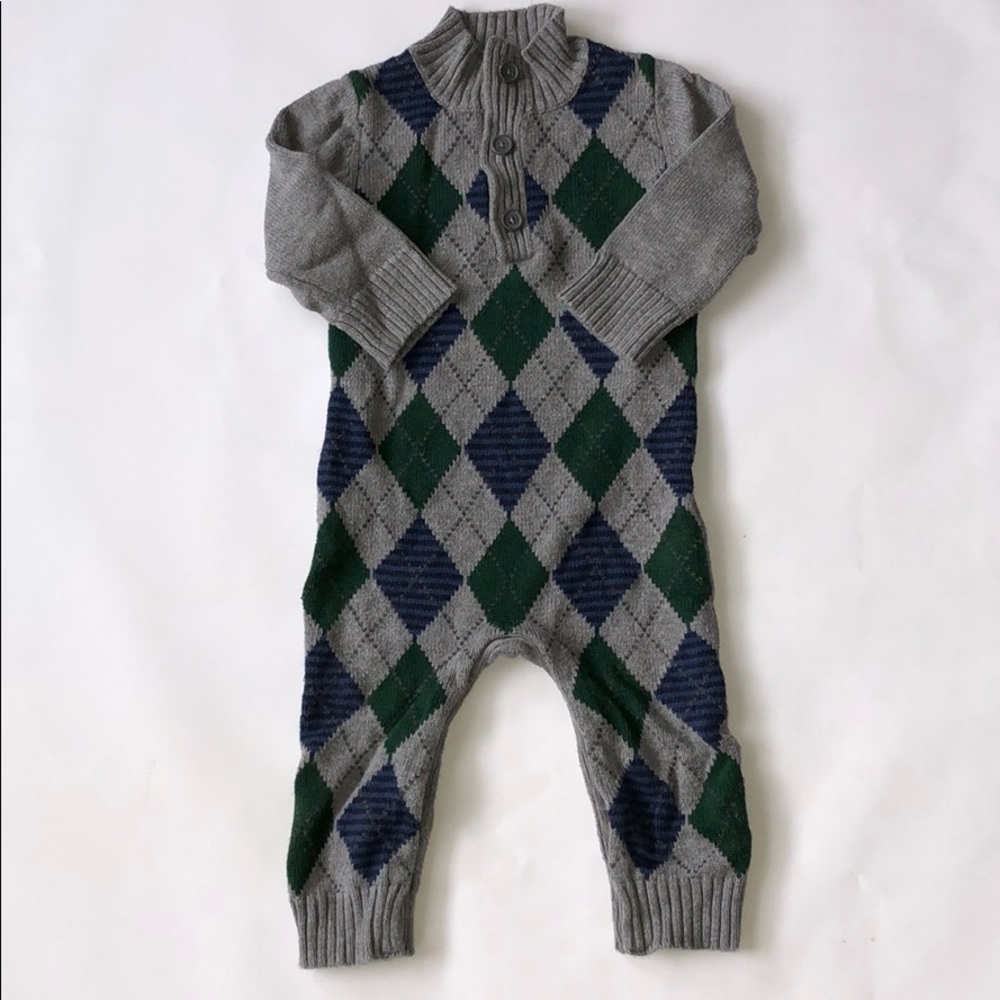 Baby Gap Argyle Cable Knit Cotton Sweater Bodysuit